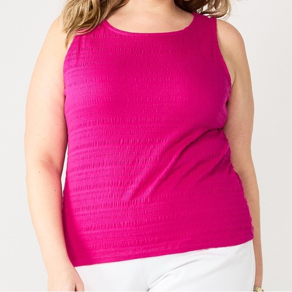 NWT Pink Croft & Barrow Smocked Tank 0X - Picture 1 of 5